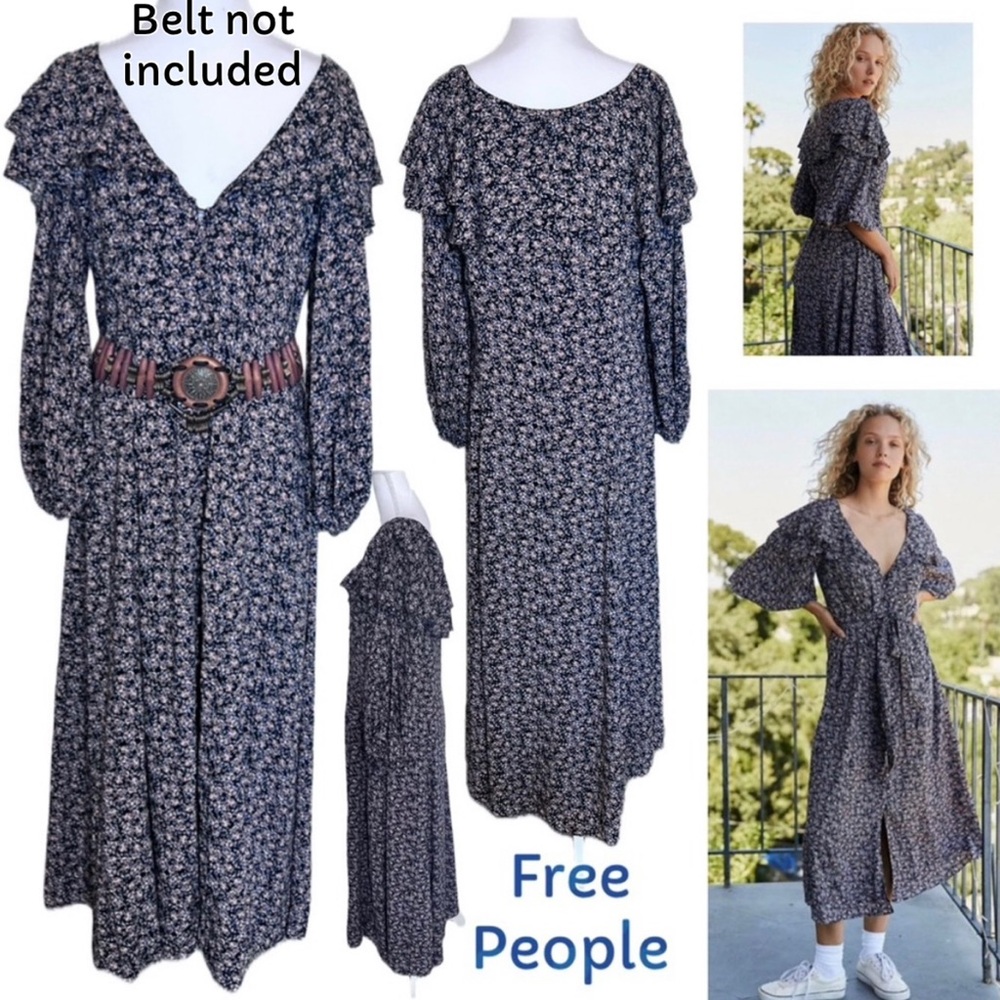 FREE PEOPLE Float on sunbeam midi dress Sz Medium NWT Belt Missing